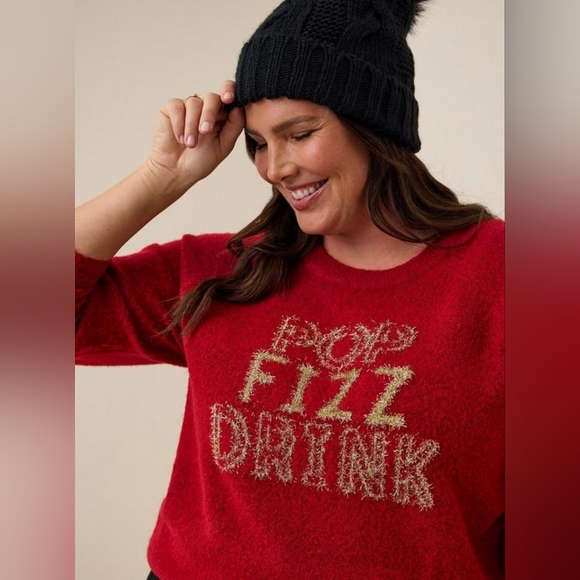 Sweaters - Torrid  Tinsel Pullover Crew Neck Sweater "Pop Fizz Drink" Size 3 EUC